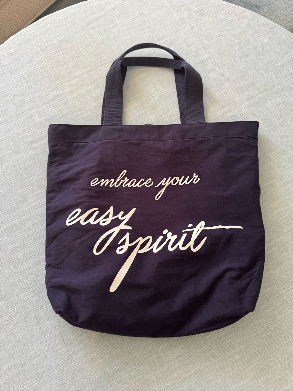 "Embrace Your Easy Spirit" Navy fabric Tote by Twelvenyc